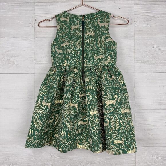 J.Crew Crewcuts Girls Dress Size 6 Green Reindeer Print Sleeveless Jacquard NEW - Picture 5 of 14